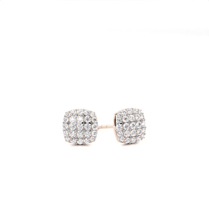 Prong Setting Round Diamond Cluster Stud Earrings