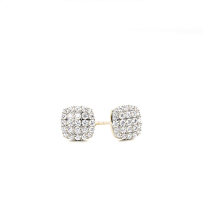 Prong Setting Round Diamond Cluster Stud Earrings