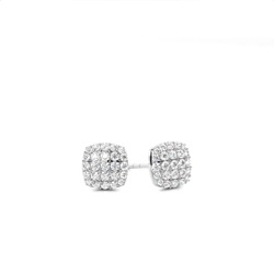 Prong Setting Round Diamond Cluster Stud Earrings