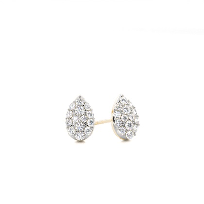 Yellow Gold Cluster Diamond Earrings