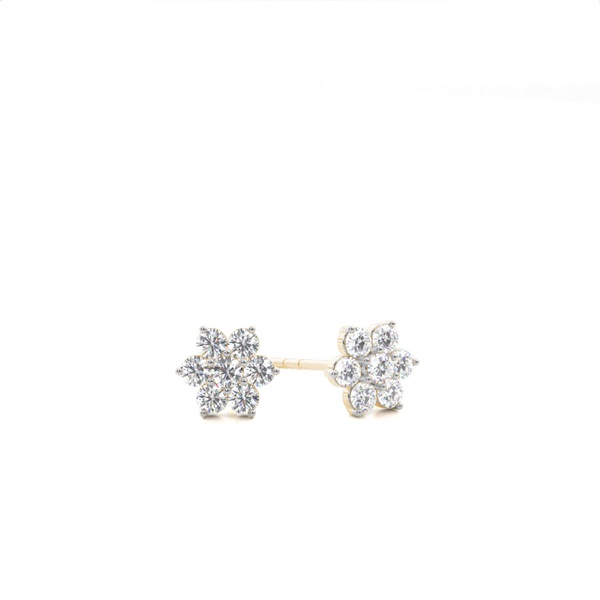 Prong Setting Round Diamond Flower Stud Earrings