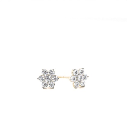 Yellow Gold Cluster Diamond Earrings