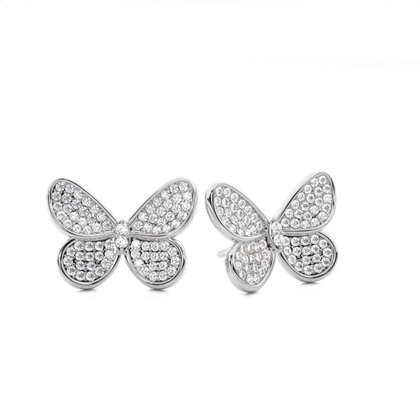 Prong Setting Round Diamond Cluster Stud Earrings