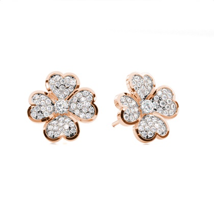Prong Setting Round Diamond Flower Stud Earrings