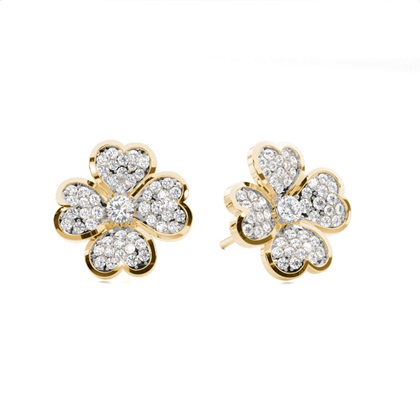 Prong Setting Round Diamond Flower Stud Earrings