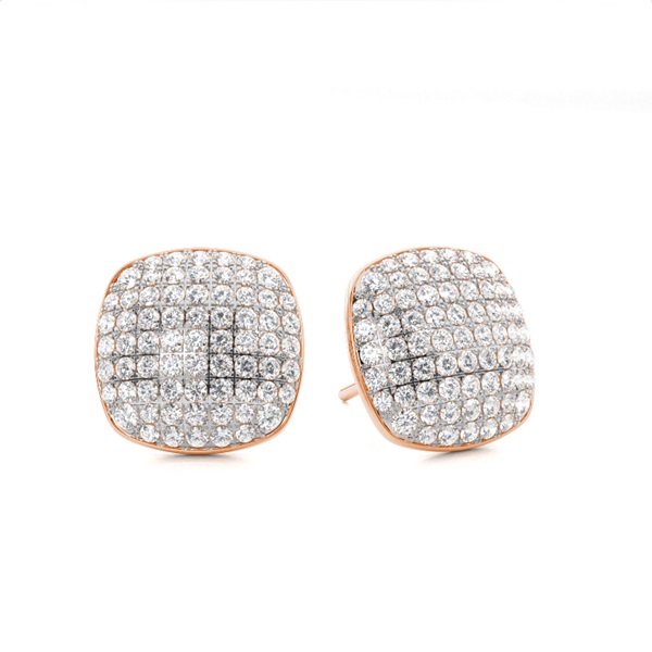 Prong Setting Round Diamond Cluster Stud Earrings