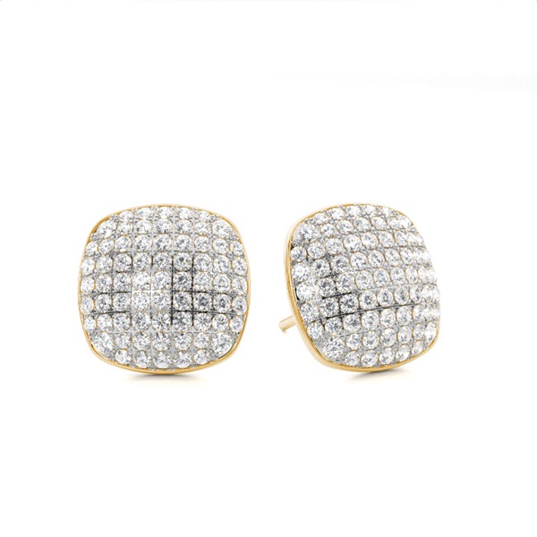 Prong Setting Round Diamond Cluster Stud Earrings