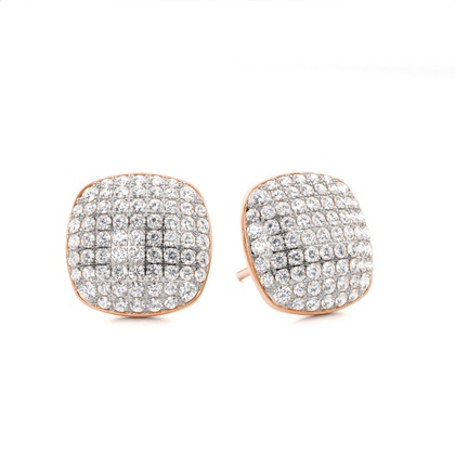Prong Setting Round Diamond Cluster Stud Earrings