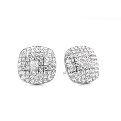 Prong Setting Round Diamond Cluster Stud Earrings