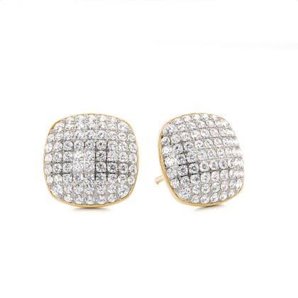 Prong Setting Round Diamond Cluster Stud Earrings
