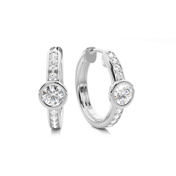Bezel Setting Diamond Hoop Earrings