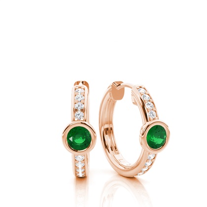 Rose Gold Emerald Diamond Earrings Diamond