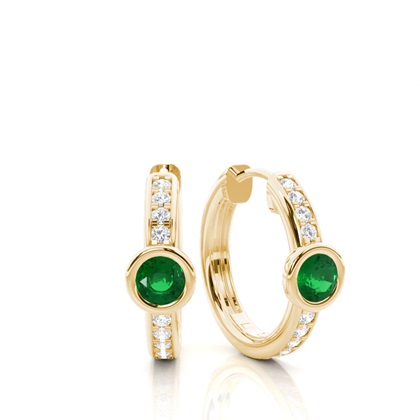Yellow Gold Emerald Earrings Diamond