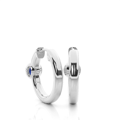 Blauer Saphir-Creolen-Ohrring in Lünette-Fassung