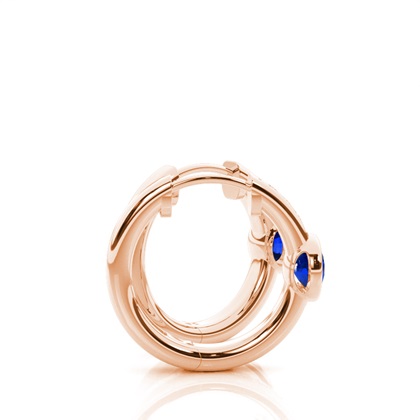 Blauer Saphir-Creolen-Ohrring in Lünette-Fassung