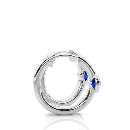 Blauer Saphir-Creolen-Ohrring in Lünette-Fassung