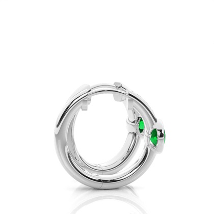 Lünette Fassung Smaragd Creolen-Ohrring