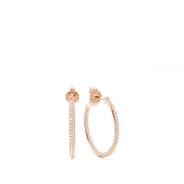 Micro Prong Setting Round Diamond Hoop Earrings