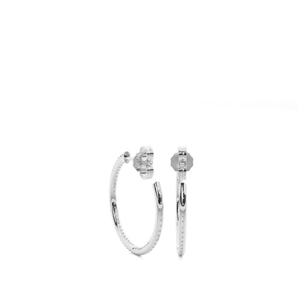 Micro Prong Setting Round Diamond Hoop Earrings