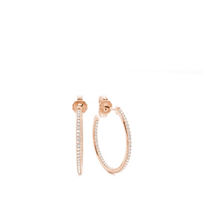 Micro Prong Setting Round Diamond Hoop Earrings