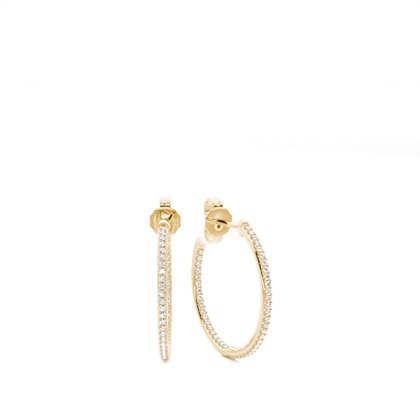 Micro Prong Setting Round Diamond Hoop Earrings