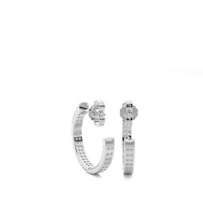 Micro Prong Setting Round Diamond Hoop Earrings