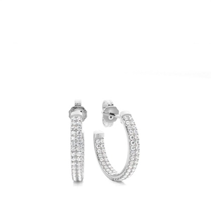 Micro Prong Setting Round Diamond Hoop Earrings