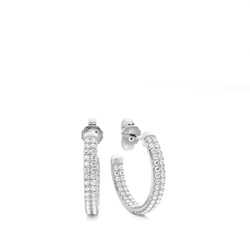 Micro Prong Setting Round Diamond Hoop Earrings