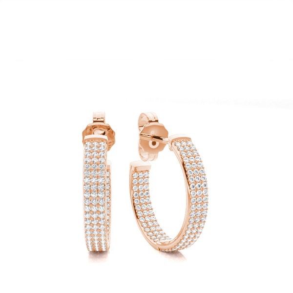Micro Prong Setting Round Diamond Hoop Earrings