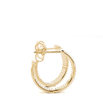 Micro Prong Setting Round Diamond Hoop Earrings