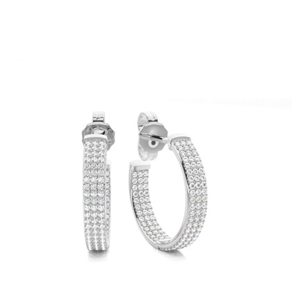 Micro Prong Setting Round Diamond Hoop Earrings