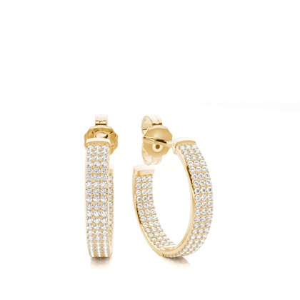 Micro Prong Setting Round Diamond Hoop Earrings