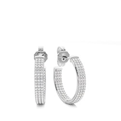 Micro Prong Setting Round Diamond Hoop Earrings