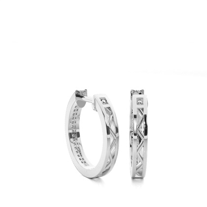 Pre Pave Setting Round Diamond Hoop Earrings
