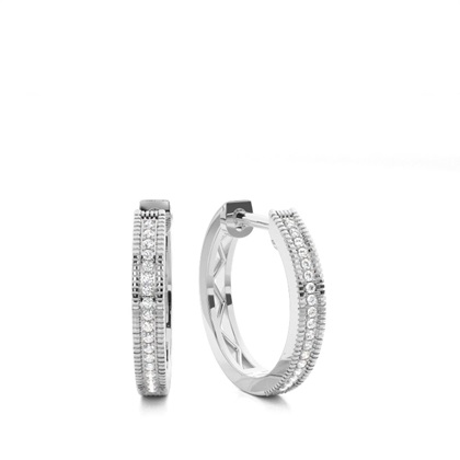Pre Pave Setting Round Diamond Hoop Earrings