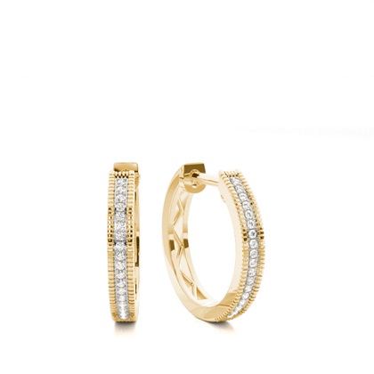 Yellow Gold Diamond Hoop Diamond Earrings