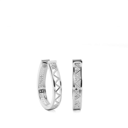 Pre Pave Setting Round Diamond Hoop Earrings