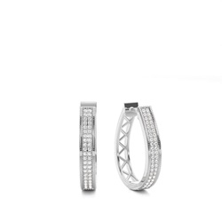 Pre Pave Setting Round Diamond Hoop Earrings