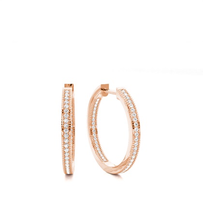 Pre Pave Setting Round Diamond Hoop Earrings