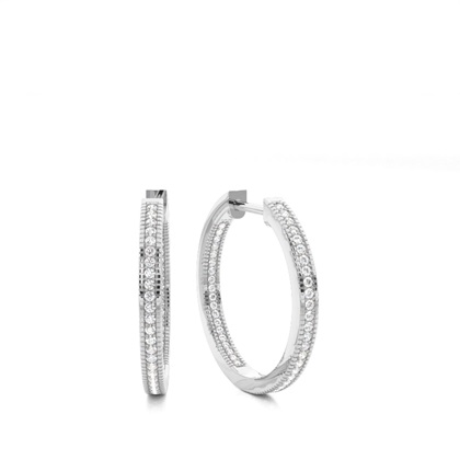 Pre Pave Setting Round Diamond Hoop Earrings