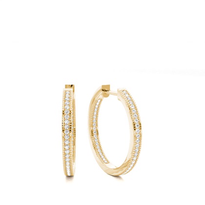Pre Pave Setting Round Diamond Hoop Earrings