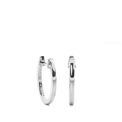 Micro Prong Setting Round Diamond Hoop Earrings