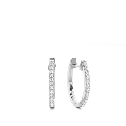 Micro Prong Setting Round Diamond Hoop Earrings