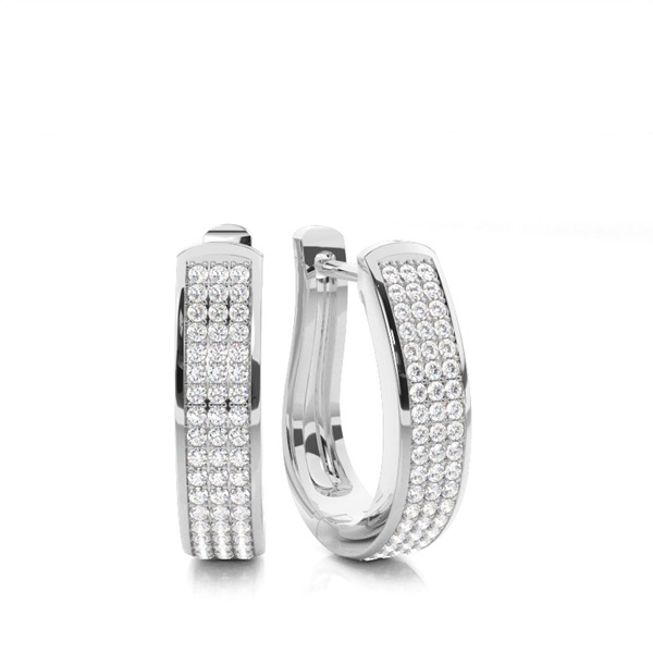 Pre Pave Setting Round Diamond Hoop Earrings