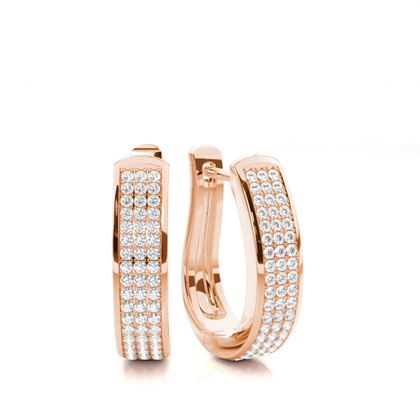 Pre Pave Setting Round Diamond Hoop Earrings