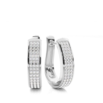 Pre Pave Setting Round Diamond Hoop Earrings