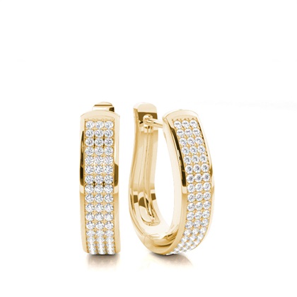 Pre Pave Setting Round Diamond Hoop Earrings