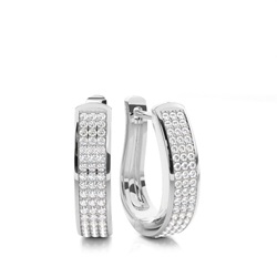 Pre Pave Setting Round Diamond Hoop Earrings