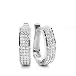 Pre Pave Setting Round Diamond Hoop Earrings