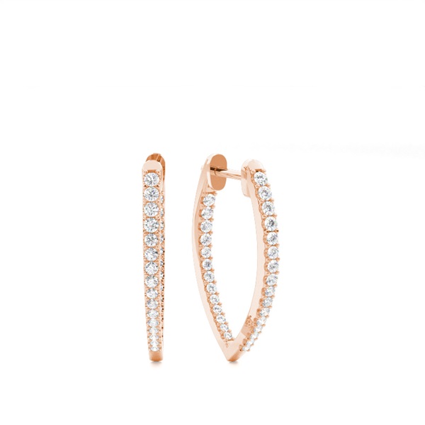 Micro Prong Setting Round Diamond Hoop Earrings